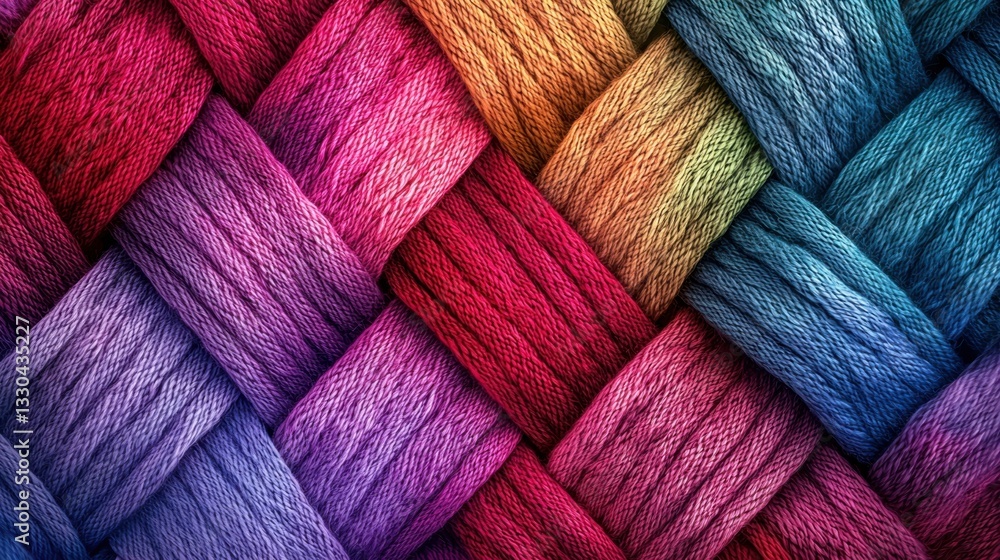 Aufkleber a stunning array of braided yarn threads creates a vibrant display of colors, with intricate pattern