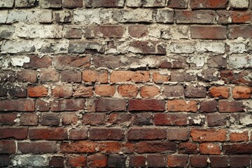 Weathered red brick wall close-up, texture detail. Artificial Intelligence