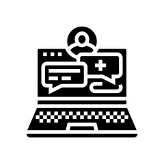 virtual health consultation tech glyph icon vector illustration