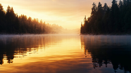 Obraz premium Mystical Sunrise Over Mountain Valley