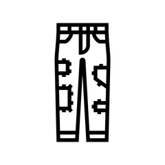 jeans patches thrift driven fashion line icon vector illustration