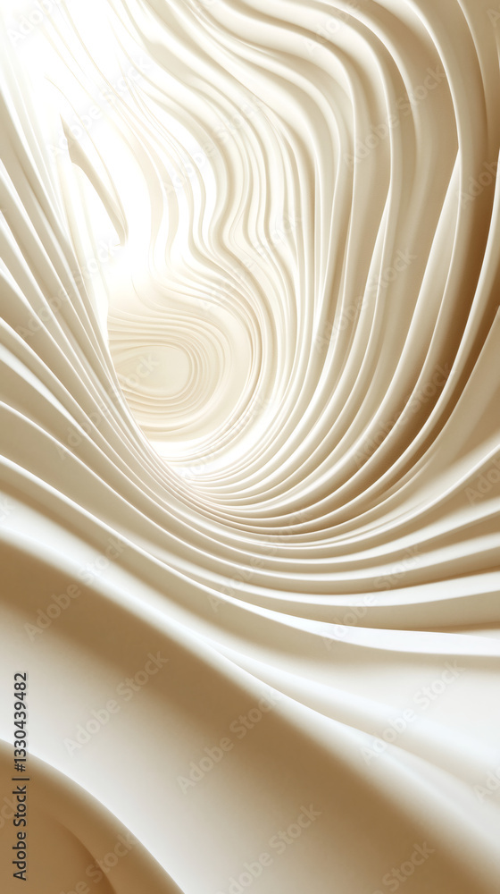 Aufkleber Fluid beige abstract tunnel revealing swirling patterns, generating mesmerizing visual dynamics with sleek architectural elegance