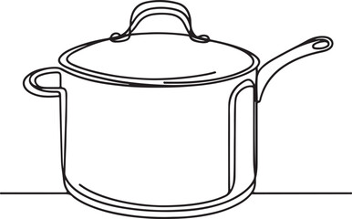 Modern Saucepan Line Drawing Vector Design