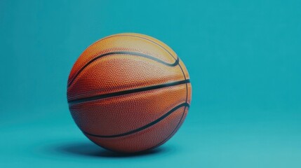 Obraz premium Orange basketball on a vibrant blue background