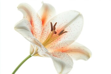 Obraz premium Lily with yellow details on isolated white background. Artificial Intelligence image