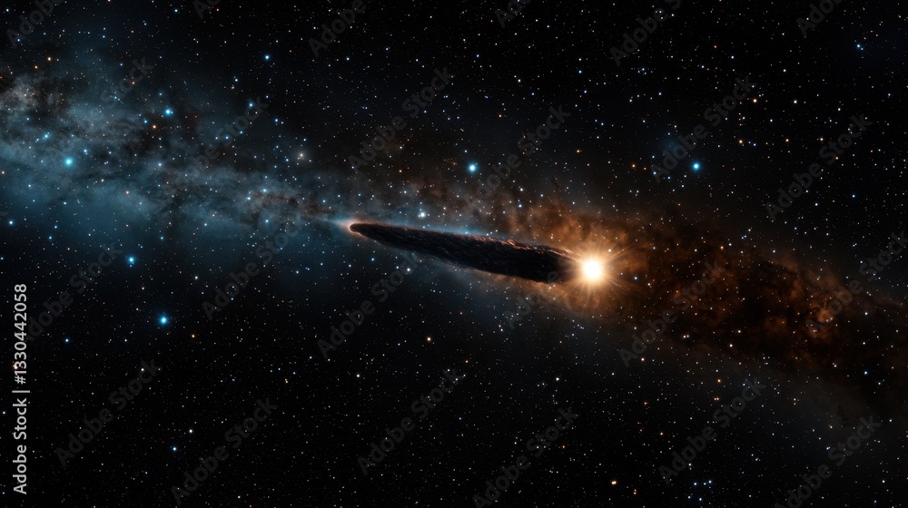 Poster a magnificent comet makes its way through the vast expanse of deep space, leaving a luminous tail be