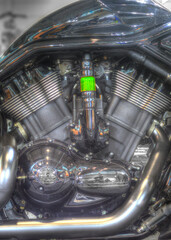 Motorcycle engine detail.