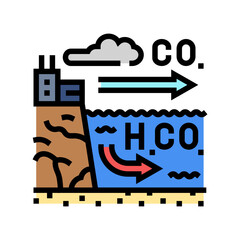 acidification chart world ocean color icon vector illustration