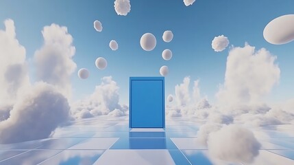 Door to opportunity amidst clouds for future concept