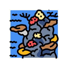 coral reef world ocean color icon vector illustration