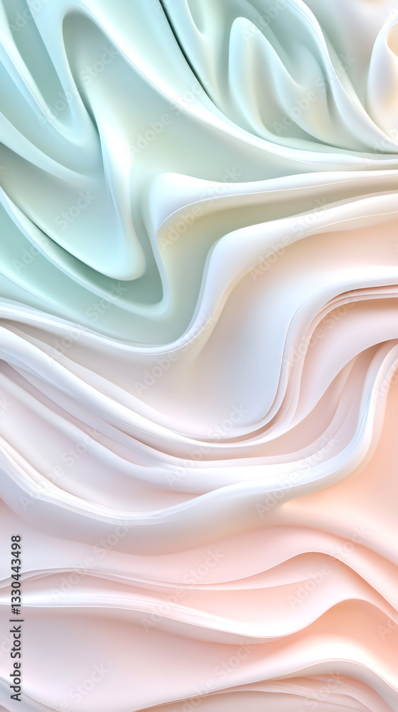 Aufkleber Pastel waves blending softly, creating elegant gradient design with smooth color transitions