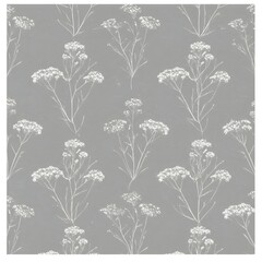 Fototapeta premium Minimalist line art of delicate wildflowers arranged in a repetitive geometric design.