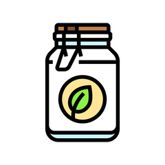 glass jar leaf sustainable beauty color icon vector illustration
