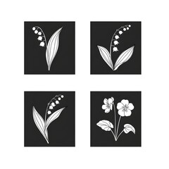 Minimalist line art of delicate wildflowers arranged in a repetitive geometric design.