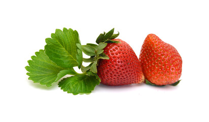 Fresh red ripe strawberry isolated on white, macro image 