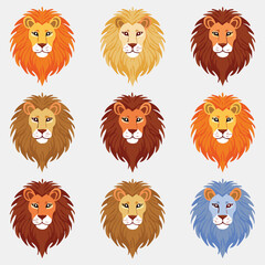 set of lion heads
