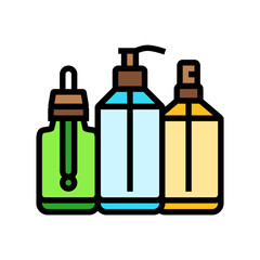 refillable cosmetic bottle sustainable beauty color icon vector illustration