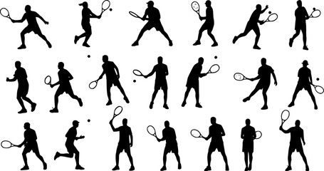Tennis silhouettes, Vector set of tennis players
