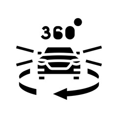 360 degree camera view auto tainment glyph icon vector illustration