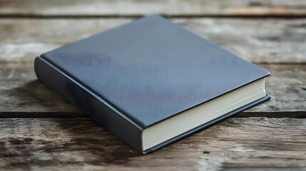 Minimalist Embossed Hardcover Book on Wooden Desk