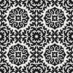 black and white painting, pattern of flowers  damask patternsuitable for textiles ceramic tiles and various designs