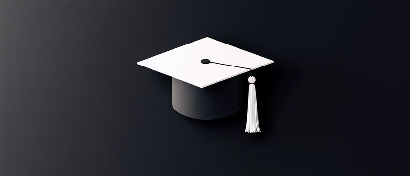 Un dise&ntilde;o minimalista de birrete de graduaci&oacute;n sobre fondo monocromo