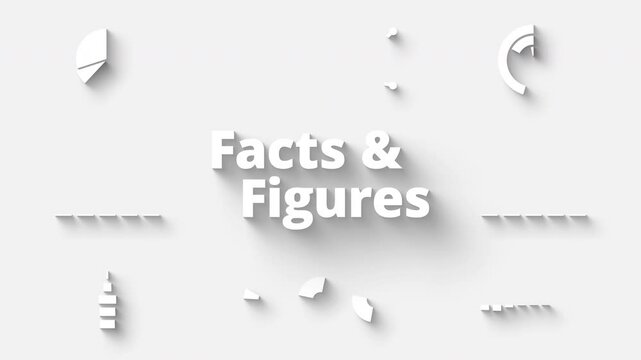 Chart and Graphs Title Cover for Presentation in Modern Minimal 3D Style with Soft Shadows Animation on White Background - 4K Horizontal Video 6 seconds Seamless Loop