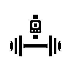 dumbbell smartwatch fitness technology glyph icon vector illustration