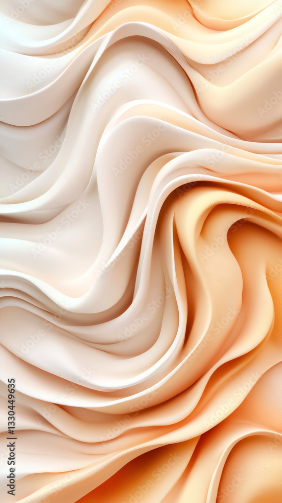 Poster flowing abstract waves in orange and white generating elegant visual texture, ideal for contemporary