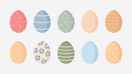 Set of decorated easter eggs, cute isolated element. Vector illustration. Happy easter theme, egg hunt