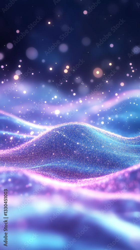 Aufkleber Bright particles floating and creating a dreamy landscape with bokeh effect and soft focus