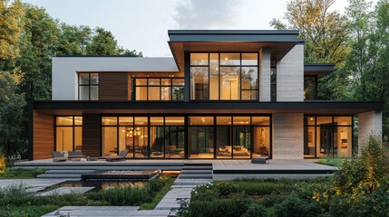 Modern Architectural Design of a Luxury House Surrounded by Nature