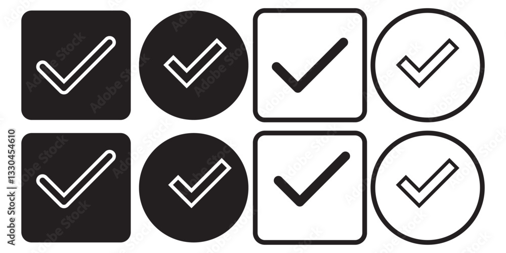 Poster right or wrong icons. green tick and red cross checkmarks in circle flat icons. yes or no symbol, ap
