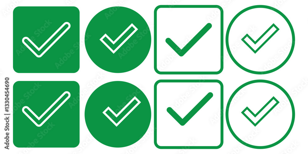 Poster right or wrong icons. green tick and red cross checkmarks in circle flat icons. yes or no symbol, ap