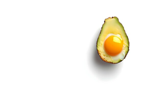 Avocado toast with egg on white background top