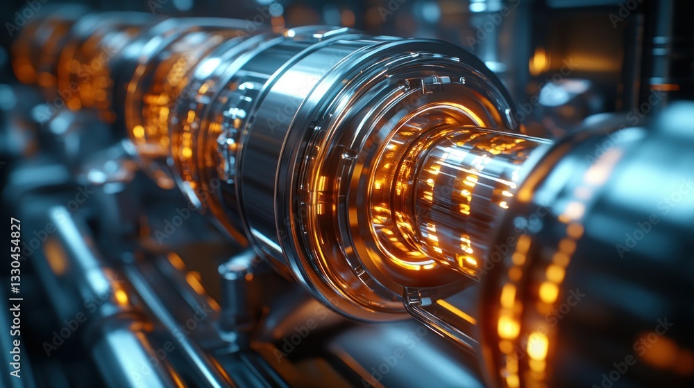 Poster high-tech engine components. close-up of intricate mechanical parts, showcasing precision engineerin