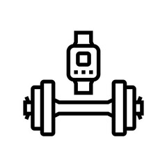 dumbbell smartwatch fitness technology line icon vector illustration