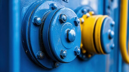 Vibrant Industrial Detail with Clear Blue Sky