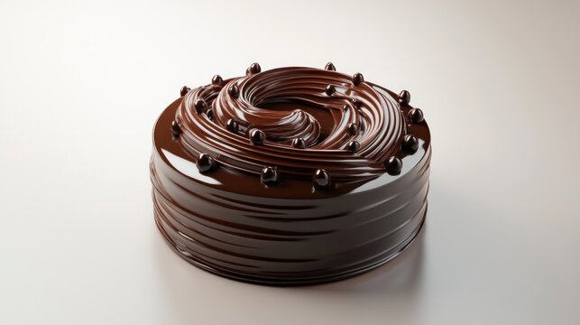 Decadent Chocolate Cake with Spiral Design and Truffle Toppings  Perfect for Dessert Confecti