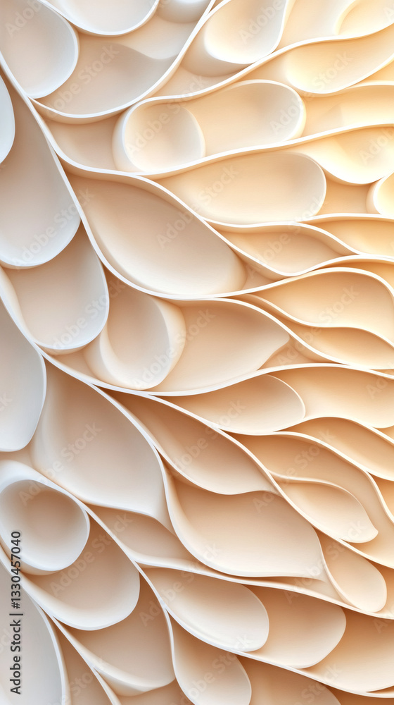 Leinwandbilder Curved strips of beige paper creating a beautiful and elegant abstract pattern, ideal for backgrounds and textures
