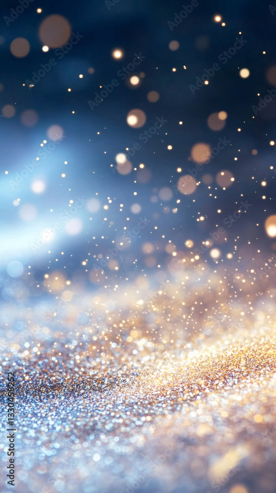 Leinwandbilder Sparkling metallic gold and silver glitter surface with soft blurred luminous highlights creating glamorous bokeh pattern