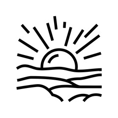 sun rising slow living line icon vector illustration