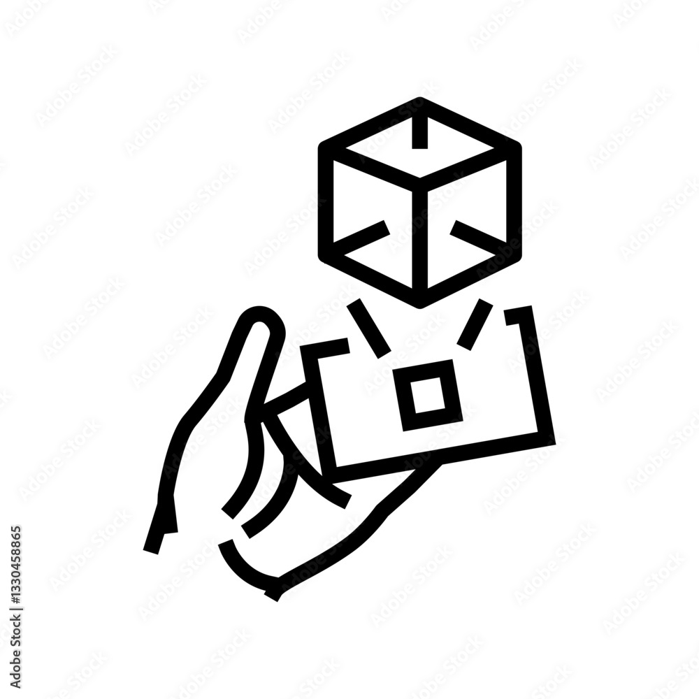 Poster virtual object overlay augmented reality line icon vector illustration