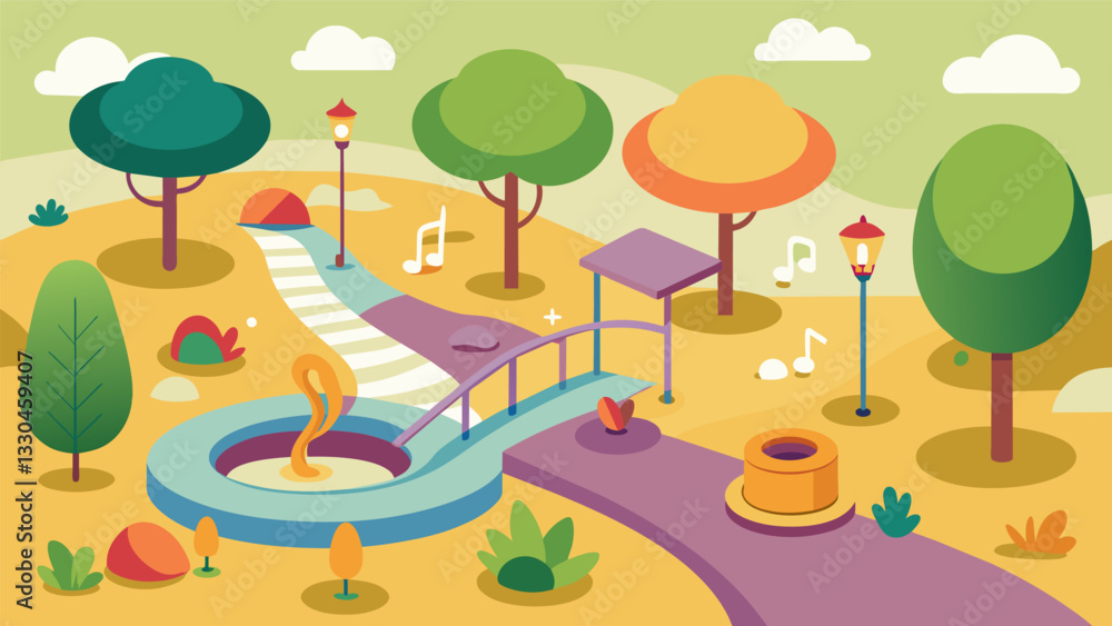 Aufkleber a sensory garden designed specifically for children with a range of playful elements such as a music