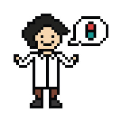 Cute pixel cartoon 8bit character man doctor or scientist game care for decoration pharmacist male doctor uniform in hospital 8 bit male pixel art game 8bit png vector.