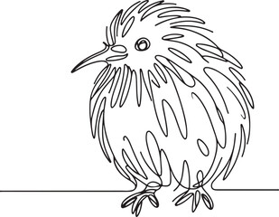 Kiwi Bird Line Drawing Vector Art Illustration