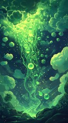 Fototapeta premium An illustration depicting a glowing stream emanating from the earth