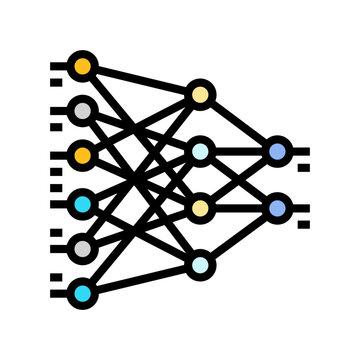 neural network diagram nlp color icon vector illustration