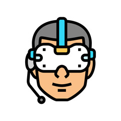 smart headset augmented reality color icon vector illustration
