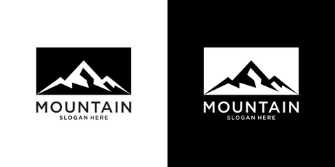 Vintage mountain vector logo design and illustration